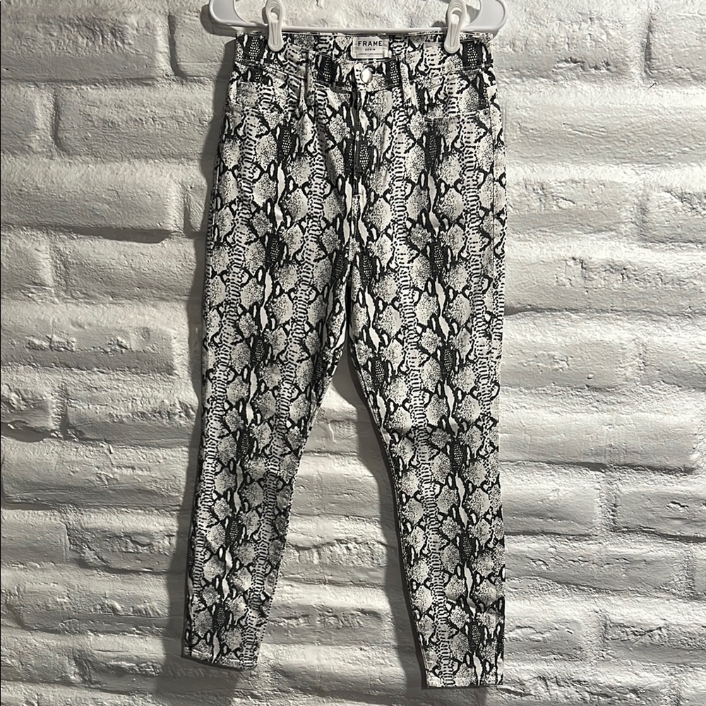 Frame Ali High-Rise Python-Print Cigarette Jeans - image 3